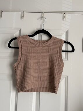debut Textured Knit Tank Top in Blush Taupe